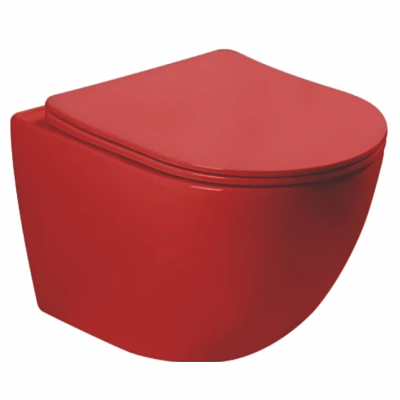 Унитаз SantiLine SL-5005MR подвесной с сиденьем микролифт, красный/матовый