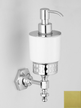 WellWood York AC-0518C1105 дозатор для жидкого мыла подвесной, белый/латунь