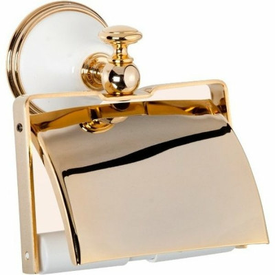 Настенный держатель туалетной бумаги TW Harmony TWHA219bi/oro с крышкой золото