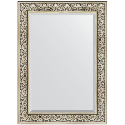 Зеркало настенное Evoform Exclusive 110х80 BY 3476 с фацетом в багетной раме Барокко серебро 106 мм