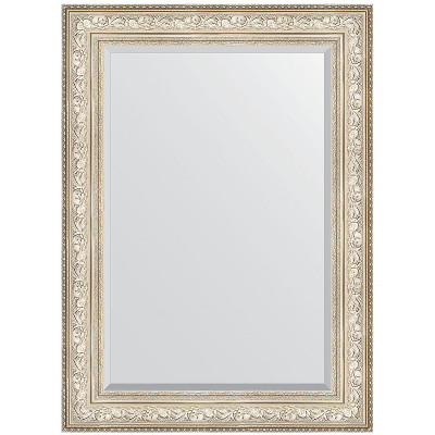 Зеркало настенное Evoform Exclusive 110х80 BY 3478 с фацетом в багетной раме Виньетка серебро 109 мм
