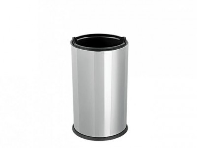 Урна Primanova круглая (8 л) с пластиковым контейнером, 33.5х20.5х20.5 см нержавеющая сталь D-20583