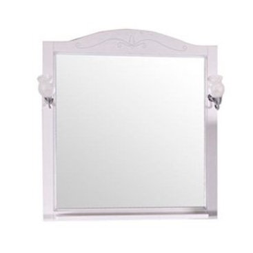 ASB-Woodline 9691 Салерно 80 зеркало с полкой, белый (патина серебро), массив ясеня