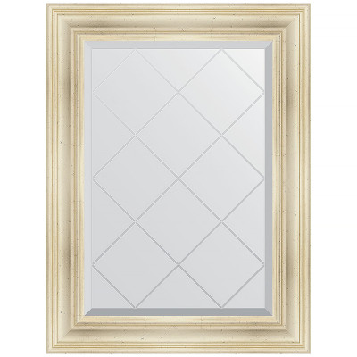 Зеркало настенное Evoform ExclusiveG 91х69 BY 4117 с гравировкой в багетной раме Травленое серебро 99 мм
