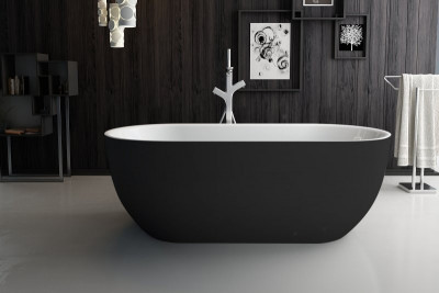 Акриловая ванна Belbagno bb70-1700-800-w/nm, черный матовый/белый, округлая, 170х80х60 см