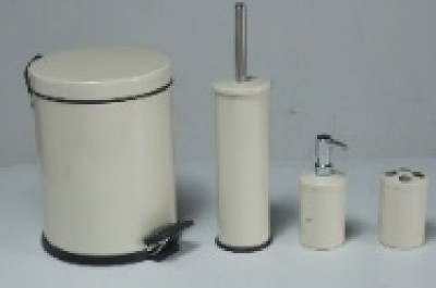 Efor Metal Набор для ванной комнаты (ведро 5 л, диспенсер для мыла, подставка для щеток, ёршик с подставкой), кремовый